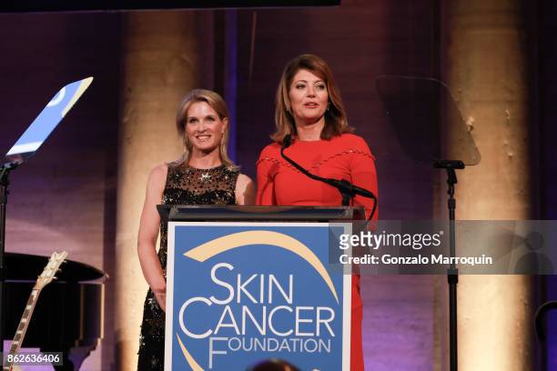 Elizabeth Hale MD and Norah O'Donnell during the Skin Cancer Foundation's Champions for Change Gala at Cipriani 25 Broadway on October 17, 2017 in...
