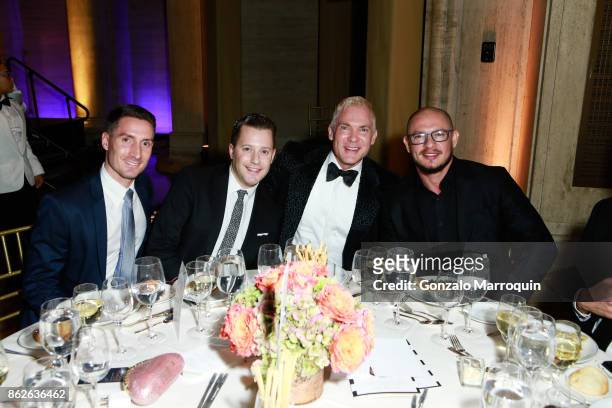 Brian Hanley, with Sam Champion and Rubem Robierb during the Skin Cancer Foundation's Champions for Change Gala at Cipriani 25 Broadway on October...