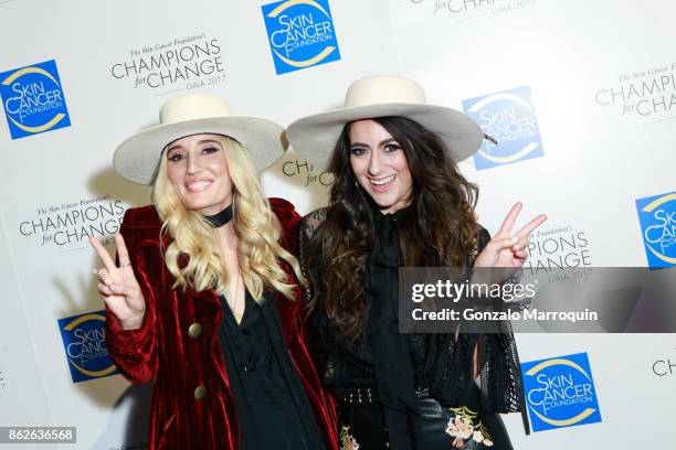 The Sisterhood-Ruby Stewart and Alyssa Bonagura during the Skin Cancer Foundation's Champions for Change Gala at Cipriani 25 Broadway on October 17,...