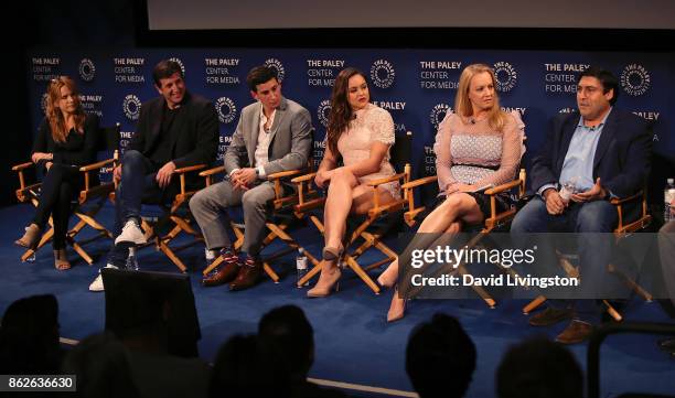 Actress/director Lea Thompson, executive producer Doug Robinson, actors Sam Lerner, Hayley Orrantia and Wendi McLendon-Covey and executive producer...