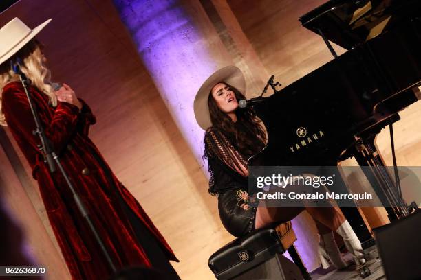 The Sisterhood-Ruby Stewart and Alyssa Bonagura performing during the Skin Cancer Foundation's Champions for Change Gala at Cipriani 25 Broadway on...