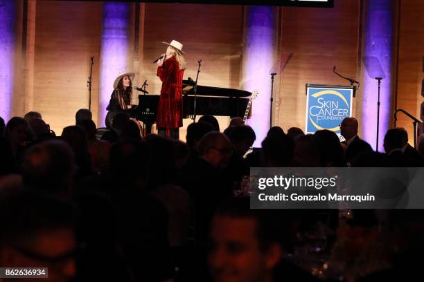 The Sisterhood-Ruby Stewart and Alyssa Bonagura performing during the Skin Cancer Foundation's Champions for Change Gala at Cipriani 25 Broadway on...