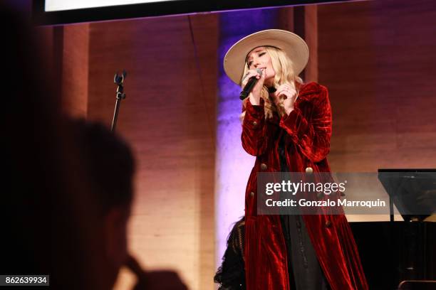 The Sisterhood-Ruby Stewart and Alyssa Bonagura performing during the Skin Cancer Foundation's Champions for Change Gala at Cipriani 25 Broadway on...