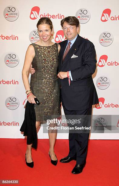 Peter Schwenkow and his wife Inga Griese-Schwenkow attend the Air Berlin 30th Birthday Party at Estrel Hotel on April 28, 2009 in Berlin, Germany.