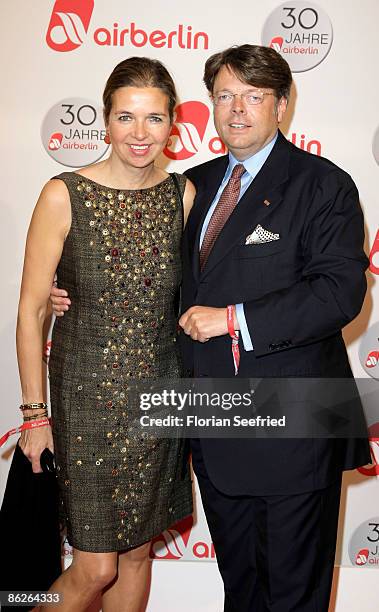 Peter Schwenkow and his wife Inga Griese-Schwenkow attend the Air Berlin 30th Birthday Party at Estrel Hotel on April 28, 2009 in Berlin, Germany.