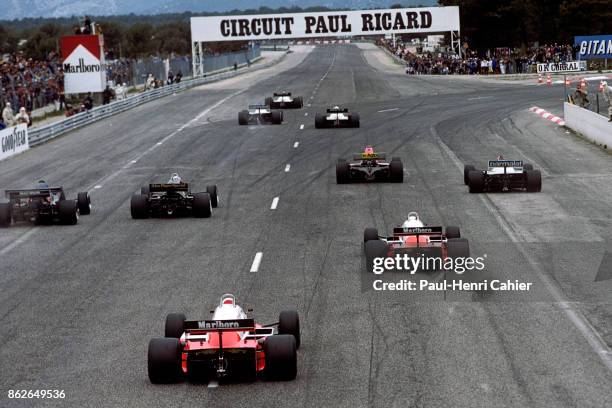 Alain Prost, Ricardo Patrese, Eddie Cheever, René Arnoux, Nelson Piquet, Elio de Angelis, Derek Warwick, Mauro Baldi, Andrea de Cesaris, Renault...