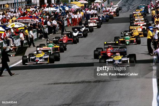 Nelson Piquet, Nigel Mansell, Michele Alboreto, Thierry Boutsen, Williams-Honda FW11B, Ferrari F1/87, Benetton-Ford B187, Grand Prix of Austria,...