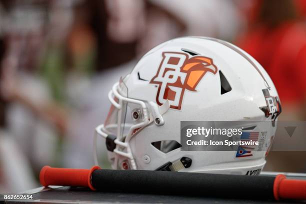 Detailed view of a Bowling Green Falcons helmet in the first half of a game between the Ohio Bobcats and the Bowling Green Falcons on October 14th,...