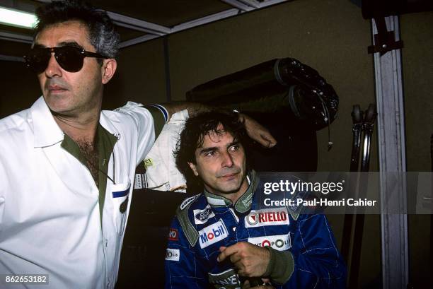 Nelson Piquet, Flavio Briatore, Grand Prix of Monaco, Circuit de Monaco, 27 May 1990. Nelson Piquet with Benetton team manager Flavio Briatore.