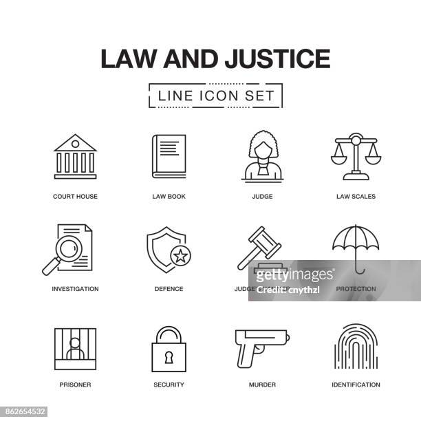 illustrations, cliparts, dessins animés et icônes de droit et justice ligne icons set - législatives