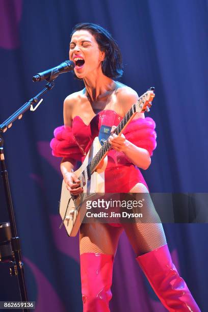 Annie Clarke, aka St. Vincent, performs live on stage at Brixton Academy on October 17, 2017 in London, England.