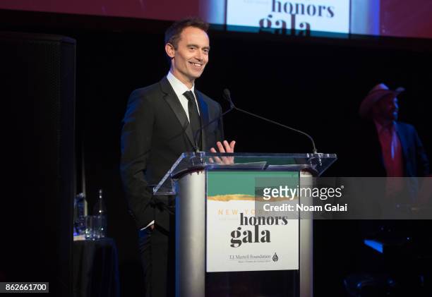 At Amazon Music Steve Boom speaks during the T.J. Martell 42nd Annual New York Honors Gala at Guastavino's on October 17, 2017 in New York City.