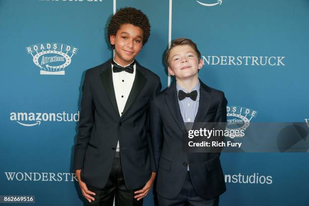 Actors Jaden Michael and Oakes Fegley attend the premiere of Roadside Attractions' "Wonderstruck" at the Los Angeles Theatre on October 17, 2017 in...