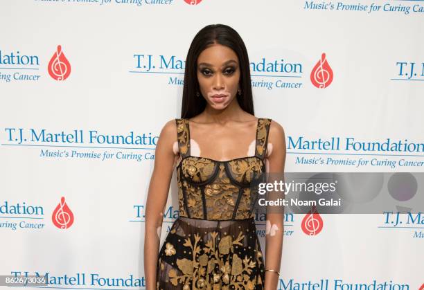 Winnie Harlow attends the T.J. Martell 42nd Annual New York Honors Gala at Guastavino's on October 17, 2017 in New York City.