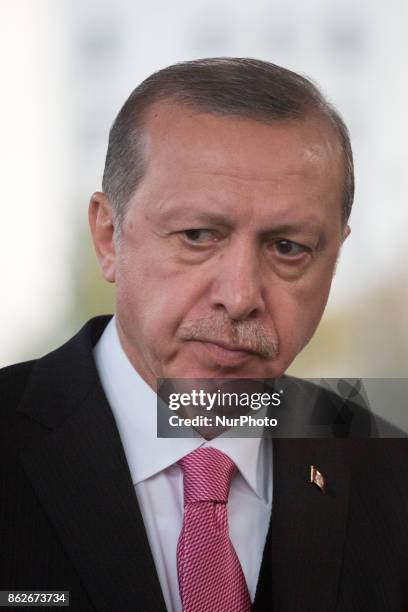 President of Turkey Recep Tayyip Erdogan during his visit in Poland lay flowers at Tomb of the Unknown Soldier in Warsaw, Poland on 17 October 2017