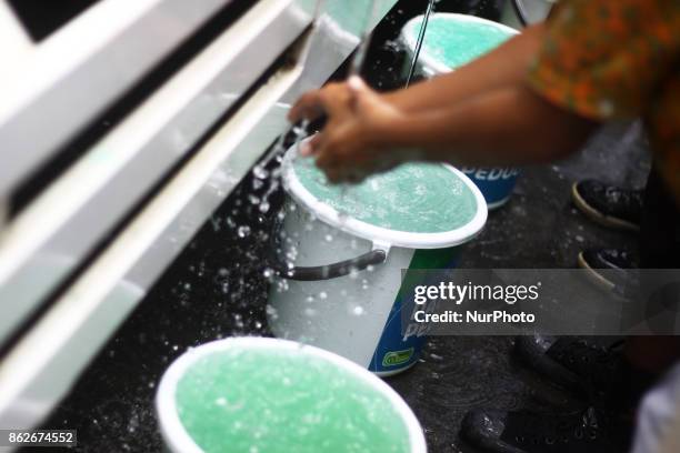 Students practice handwashing with soap properly, in commemoration of Global Handwashing Day commemorated every October 15, at 15th State Elementary...