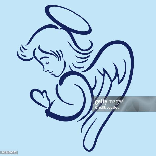 ilustraciones, imágenes clip art, dibujos animados e iconos de stock de oración ángel clip art - angel