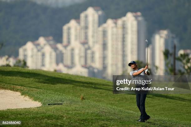 Ajeetesh Sandhu of India pictured during the Pro-AM tournament ahead of Macao Open 2017 at Macau Golf and Country Club on October 18, 2017 in Macau,...