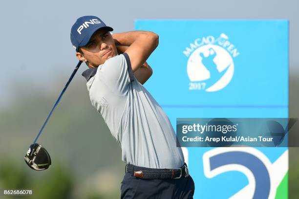 Ajeetesh Sandhu of India pictured during the Pro-AM tournament ahead of Macao Open 2017 at Macau Golf and Country Club on October 18, 2017 in Macau,...