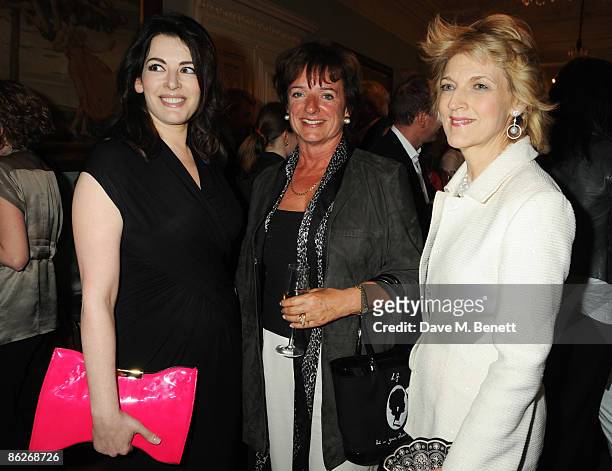 Nigella Lawson, Rosa Monkton and Fiona Shackleton attends the book launch party for Nicholas Coleridge's book 'Deadly Sins', at Dartmouth House on...