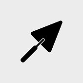 Black trowel icon on a grey background. Vector illustration