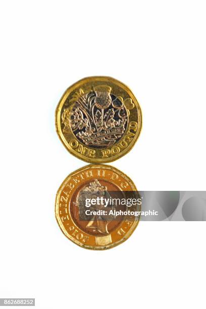 new pound coins - queens head stock pictures, royalty-free photos & images