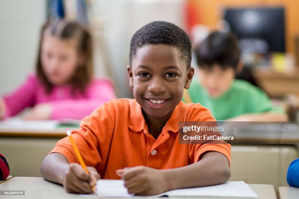 Happy Boy In Class