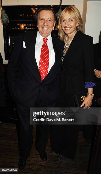 Barry Humphries and wife Lizzie Spender attend the press night of "The Last Cigarette" at Walkers on April 28, 2009 in London, England.