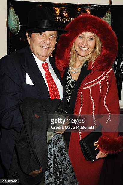 Barry Humphries and wife Lizzie Spender attend the press night of "The Last Cigarette" at Walkers on April 28, 2009 in London, England.