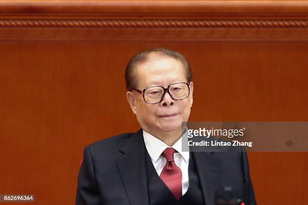 China's former president Jiang Zemin attend the opening session of the Chinese Communist Party's Congress at the Great Hall of the People on October...
