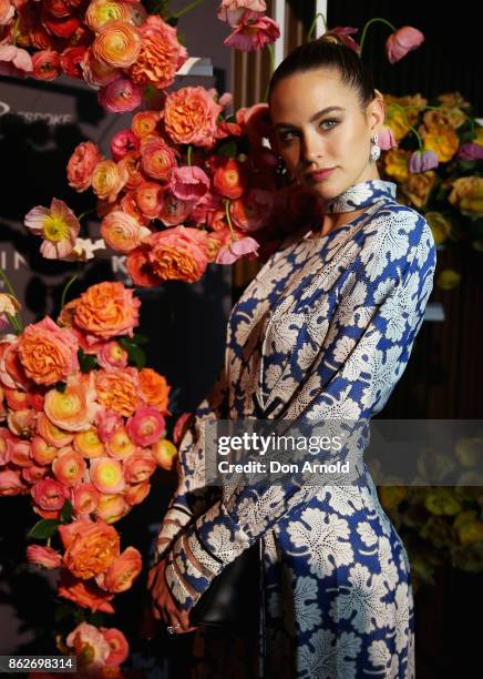 Jesinta Franklin arrives ahead of BAZAAR in Bloom at The Ivy on October 18, 2017 in Sydney, Australia.