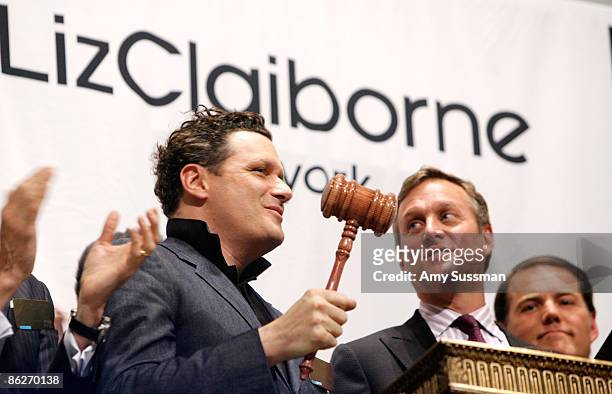 Designer Isaac Mizrahi and Liz Claiborne CEO William McComb attend the NYSE Closing Bell ringing and a fashion show to celebrate Isaac Mizrahi's...