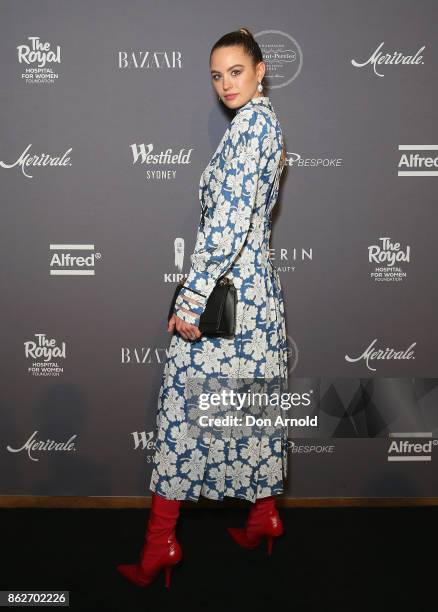 Jesinta Franklin arrives ahead of BAZAAR in Bloom at The Ivy on October 18, 2017 in Sydney, Australia.