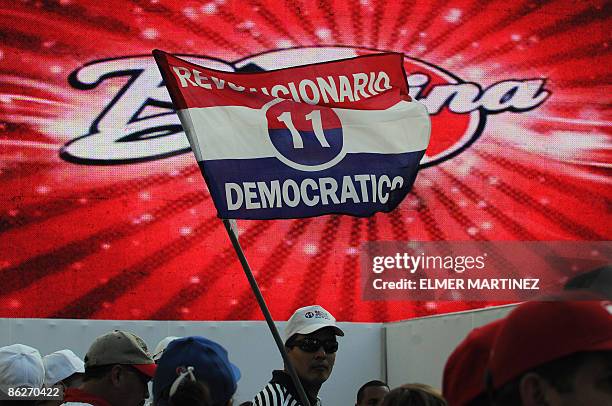 Supporter of the Panamanian presidential candidate for the Partido Revolucionario Democratico , Balbina Herrera participates in the closing rally of...