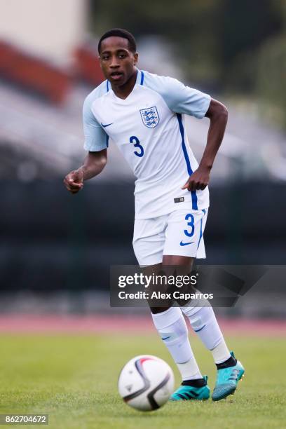 Kyle Walker-Peters of England plays the ball during the UEFA European Under 21 Championship Group 4 Qualifier between Andorra and England at Estadi...