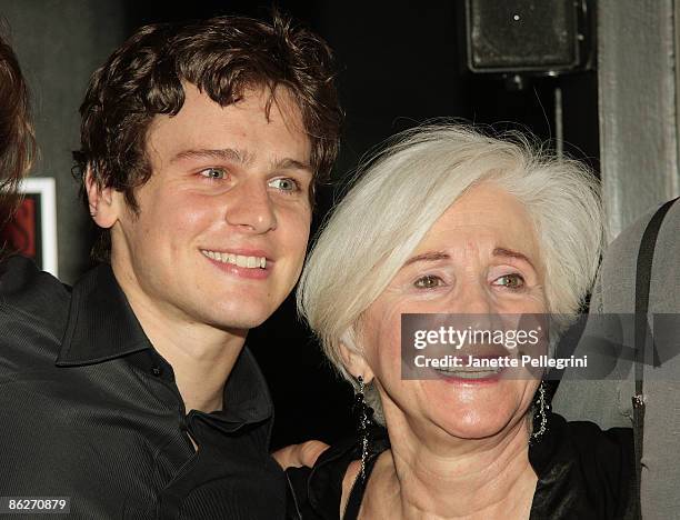 Actors Jonathan Groff and Olympia Dukakis attend the opening night of "The Singing Forest" at The Public Theater on April 28, 2009 in New York City.