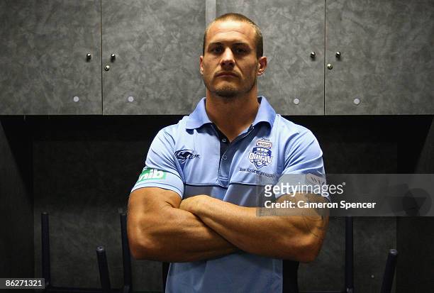 Matt Cooper of the Blues poses for a portrait during the New South Wales Blues Origin squad orientation at ANZ Stadium on April 29, 2009 in Sydney,...