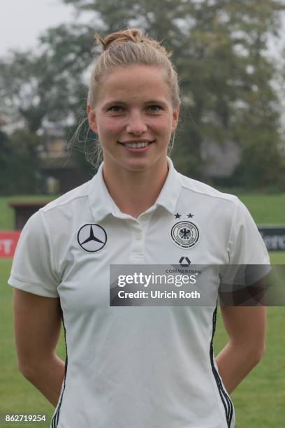 Tabea Kemme from 1. FFC Turbine Potsdam while the photo shoot on October 18, 2017 in Mainz, Germany.