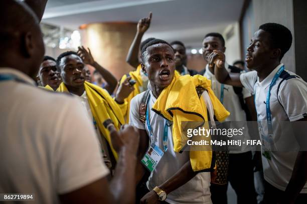 Players of Ghana arrive prior the FIFA U-17 World Cup India 2017 Round of 16 match between Ghana v Niger at Dr DY Patil Cricket Stadium on October...