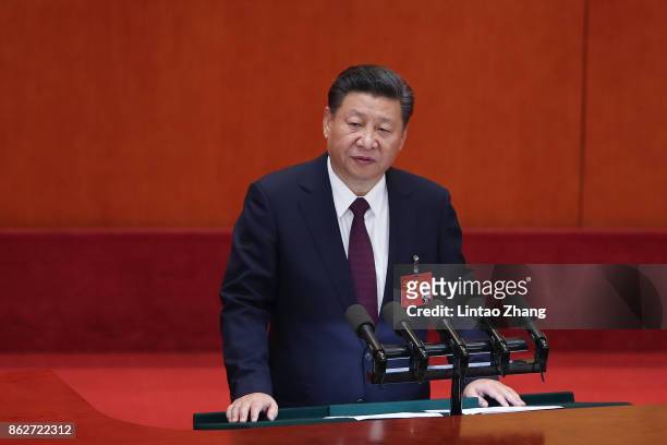 Chinese President Xi Jinping during the opening session of the 19th National Congress Of The Communist Party Of China at The Great Hall Of The People...