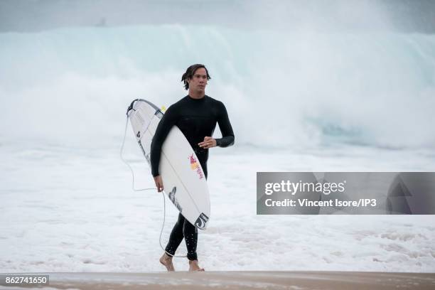 Jordy Smith from South Africa performs during the Quicksilver Pro France surf competition on October 12, 2017 in Hossegor, France. He French stage of...