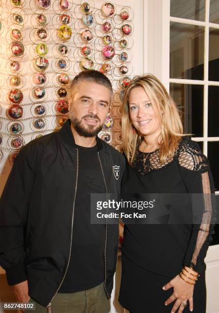 Actor Anthony Dupray and Caroline Faindtl attend the 'Love EtcÉ' Caroline Faindt Exhibition Preview at '28 Octobre Office' on October 17, 2017 in...