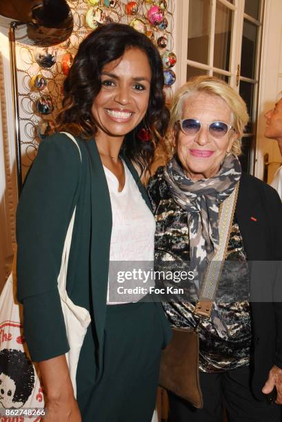 Presenter Laurence Roustandjee and Veronique de Villele attend the 'Love EtcÉ' Caroline Faindt Exhibition Preview at '28 Octobre Office' on October...