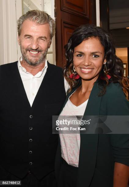 Philippe Vignola and TV presenter Laurence Roustandjee attend the 'Love EtcÉ' Caroline Faindt Exhibition Preview at '28 Octobre Office' on October...