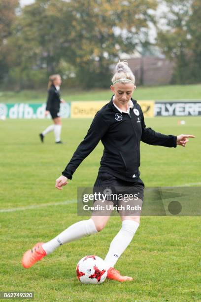 Johanna Elsig from 1. FFC Turbine Potsdam while the public training on October 18, 2017 in Mainz, Germany.