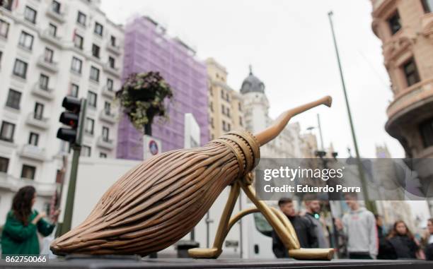 Flying broom Nimbus 2000 is exihibited at the 'Harry Potter, the exhibition' presentation at Callao square on October 18, 2017 in Madrid, Spain.