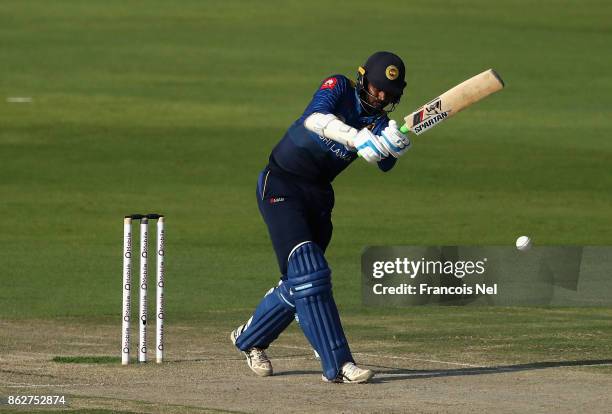 Upul Tharanga of Sri Lanka bats during the third One Day International match between Pakistan and Sri Lanka at Zayed Cricket Stadium on October 18,...