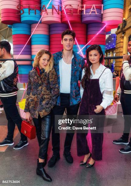 Tess Ward, Isaac Carew and Peony Lim attend W Hotels pop-up in partnership with Chef Ning Ma of Mamalan to celebrate the opening of W Shanghai - The...