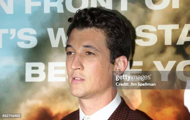 Actor Miles Teller attends the "Only The Brave" New York screening at iPic Theater on October 17, 2017 in New York City.