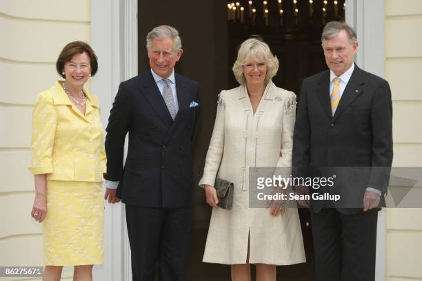 German First Lady Eva Luise Koehler, Prince Charles, Prince of Wales, Camilla, Duchess of Cornwall and German President Horst Koehler pose for...